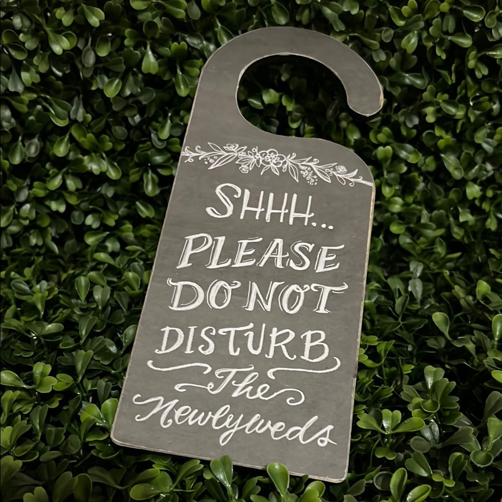 Honeymoon Do Not Disturb Black and White Door Hanger